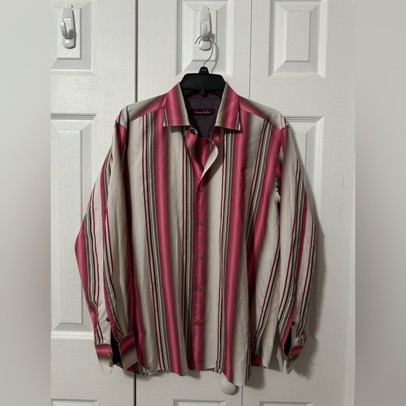 Tommy Bahama Men’s Cotton/Silk Flip Cuff Long Sleeve Button Down Shirt Medium - Picture 12 of 12